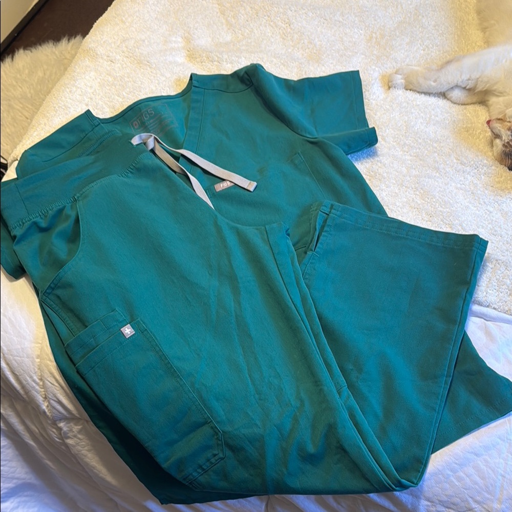 Figs Jade Green Scrub Top